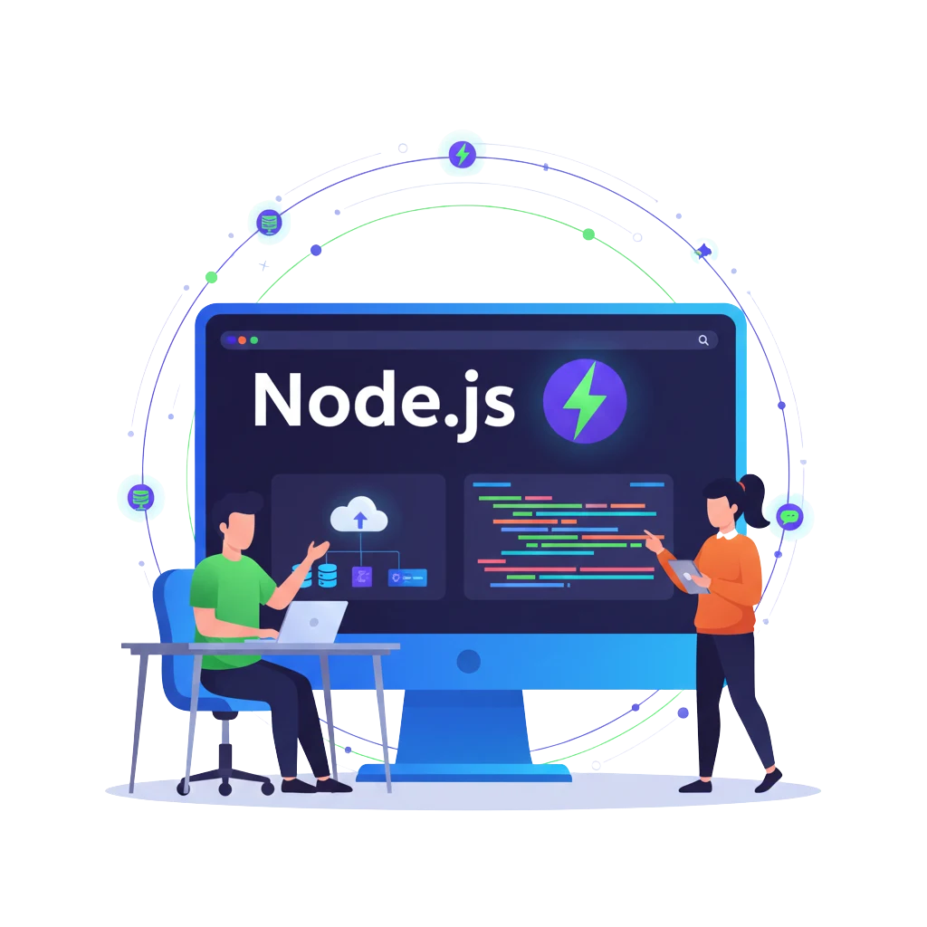 Instructor teaching server-side JavaScript in a Node.js course in Vadodara