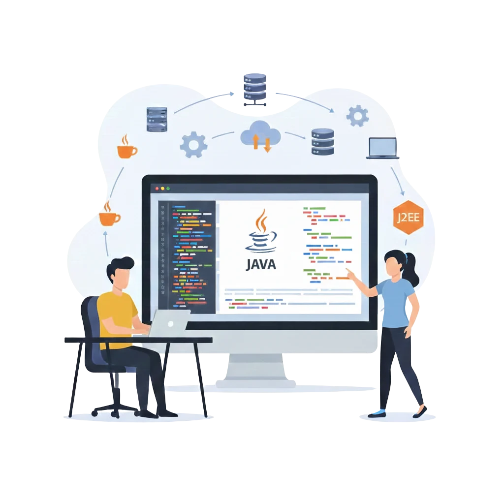 Instructor teaching backend concepts in Java/J2EE Course in Ahmedabad