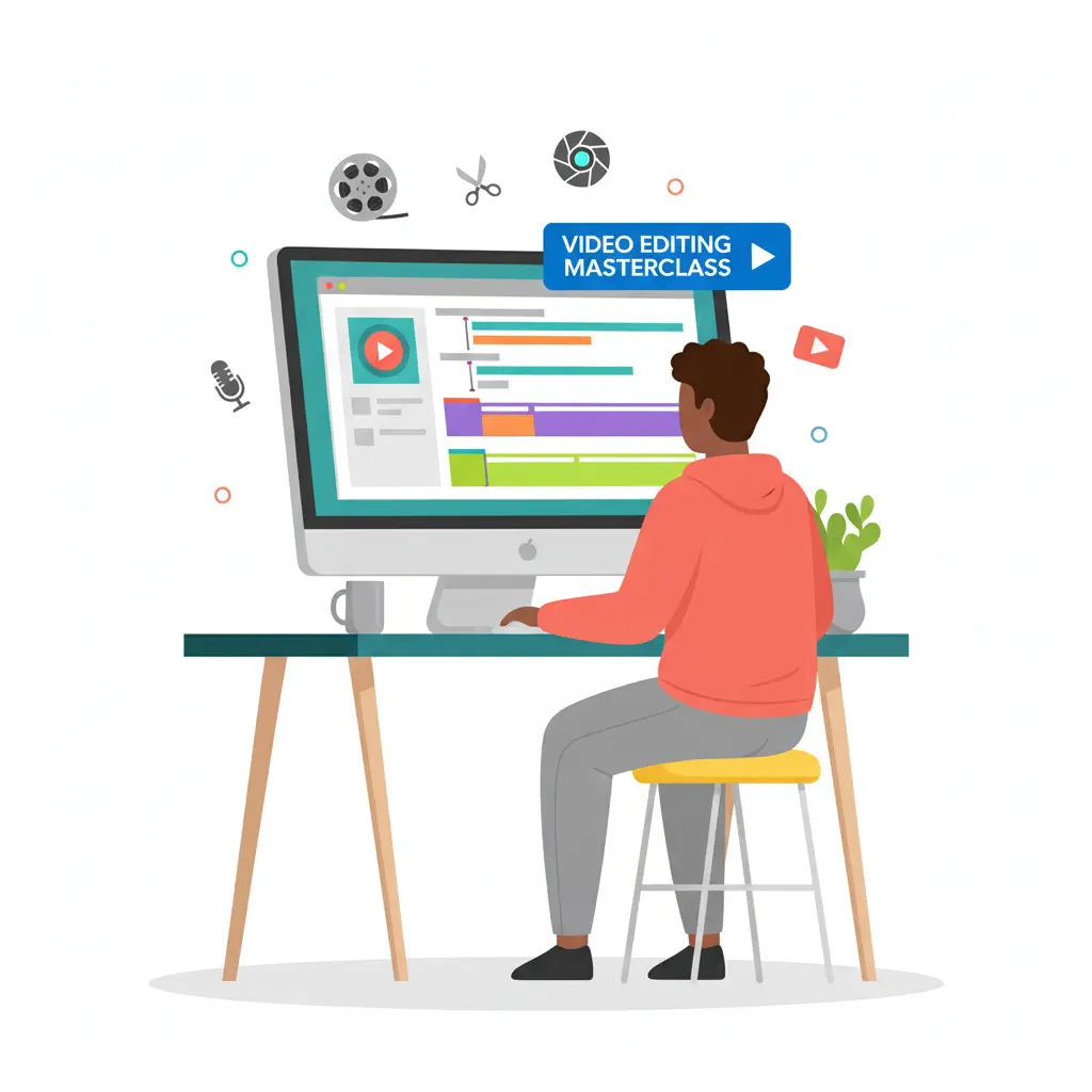 a student learning from the best video editing course in Vadodara