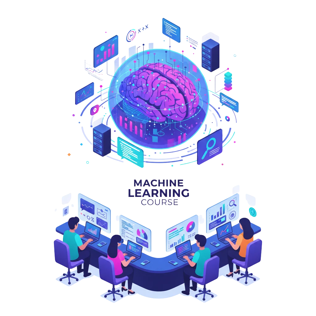 Learners working on AI and data models in a machine learning course in Ahmedabad