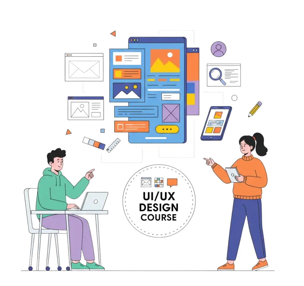 Students learning wireframes and prototypes during UI/UX Design Course in Ahmedabad