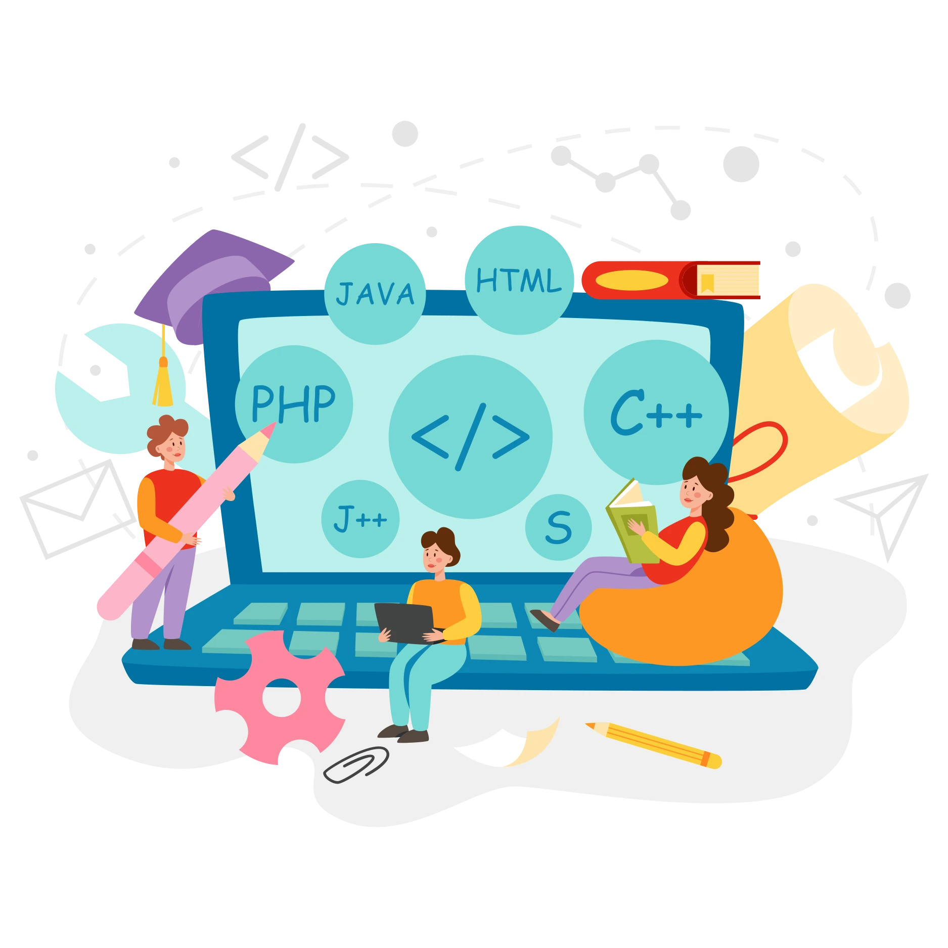 students learning with coding course
