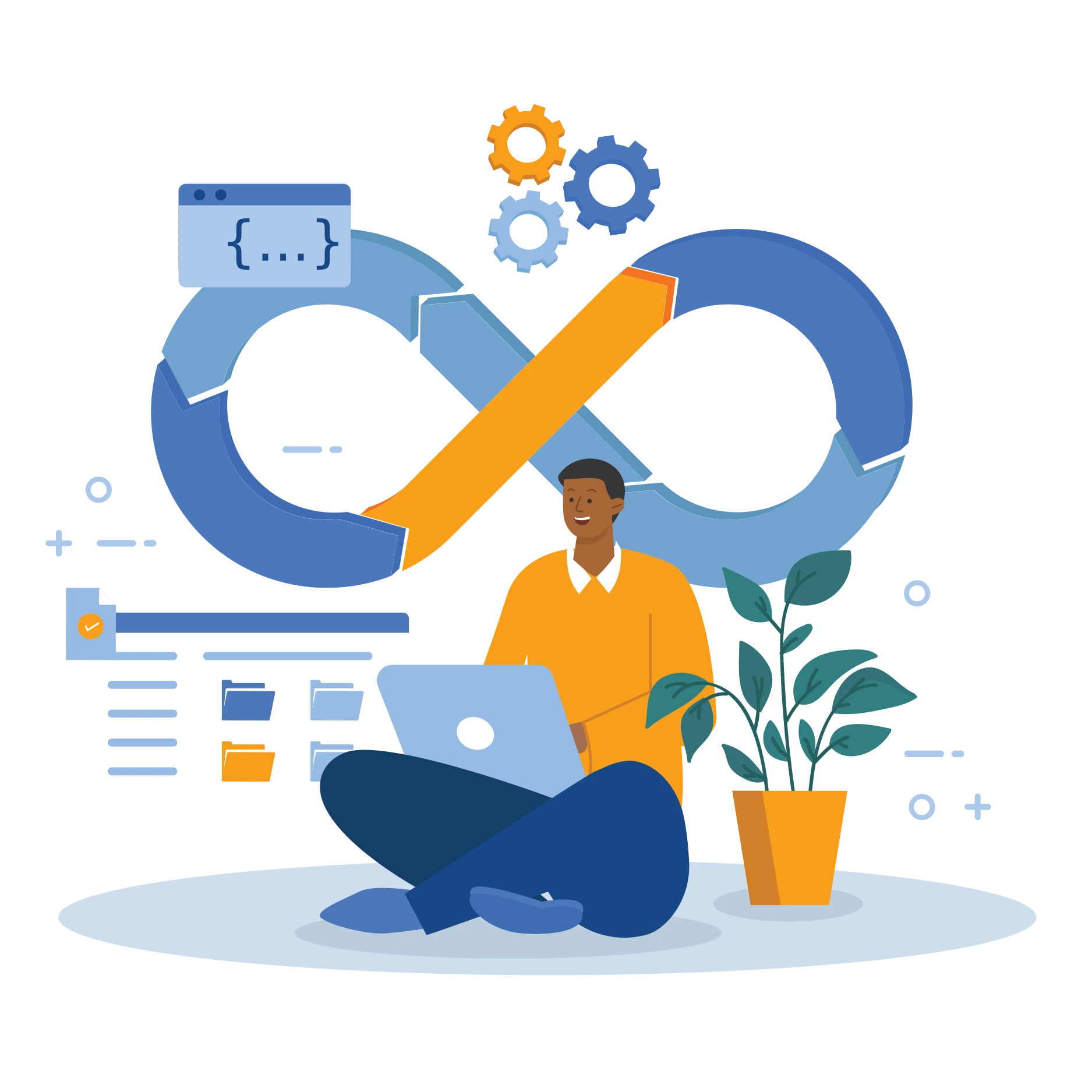 a man learning from devops course