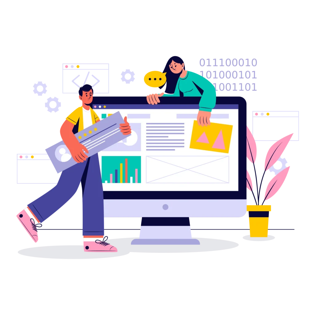 two professionals learning from web design course