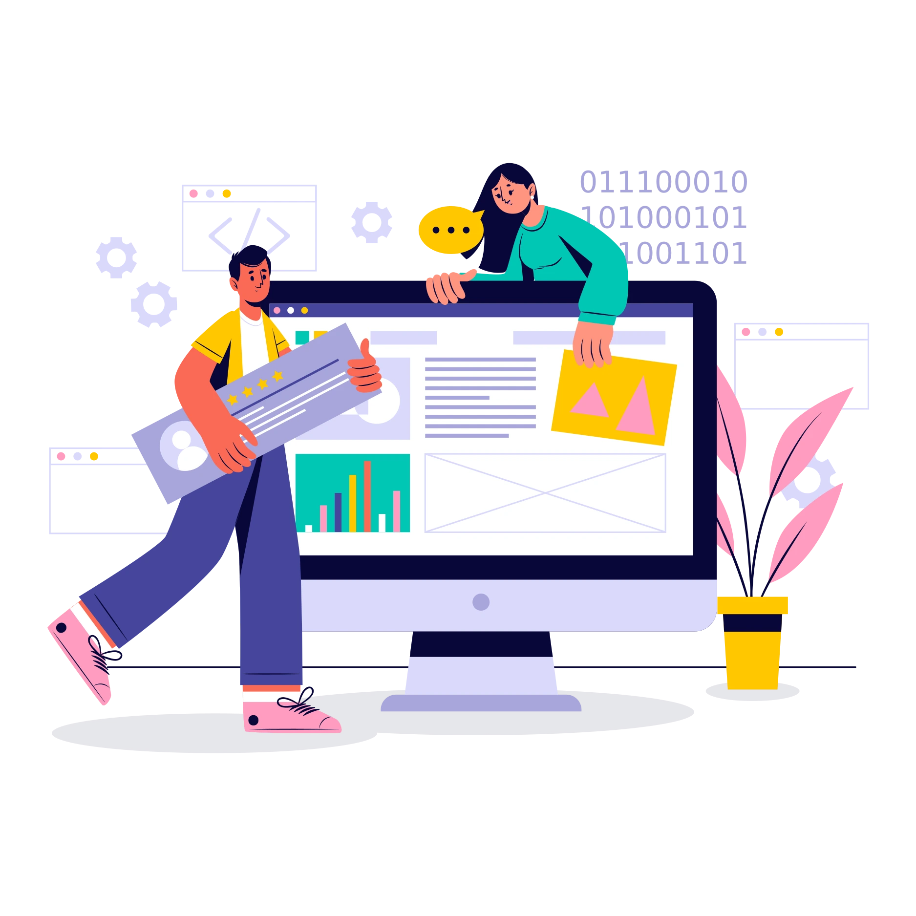 two professionals learning from web design course