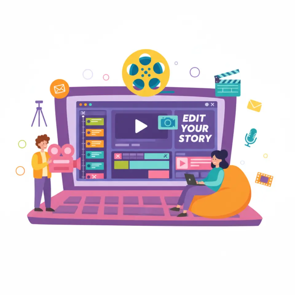 a man shooting and editing of a girl by learning from weltec's video editing course in ahmedabad